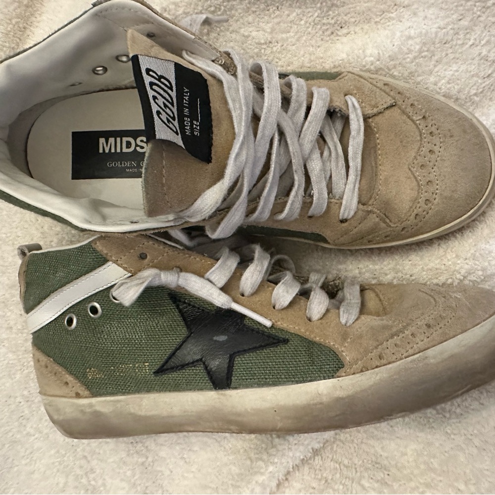 Golden Goose Green and Tan Midstar Shoes - Picture 2 of 11